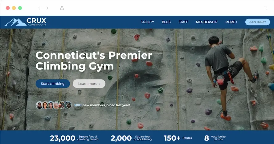 Climbing Gym Website screenshot